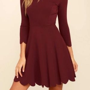 LuLu's Burgundy Skater Dress Size Small Valentines